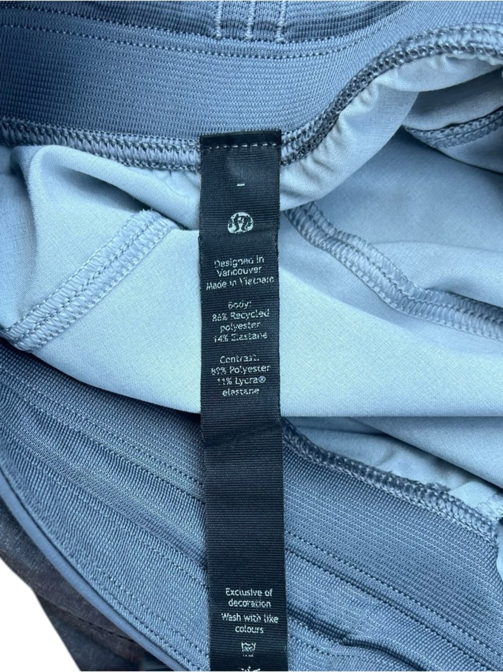 Men’s Large Lululemon Light Blue Marble Drawstring Athletic Shorts 9.5” inseam - Picture 3 of 4